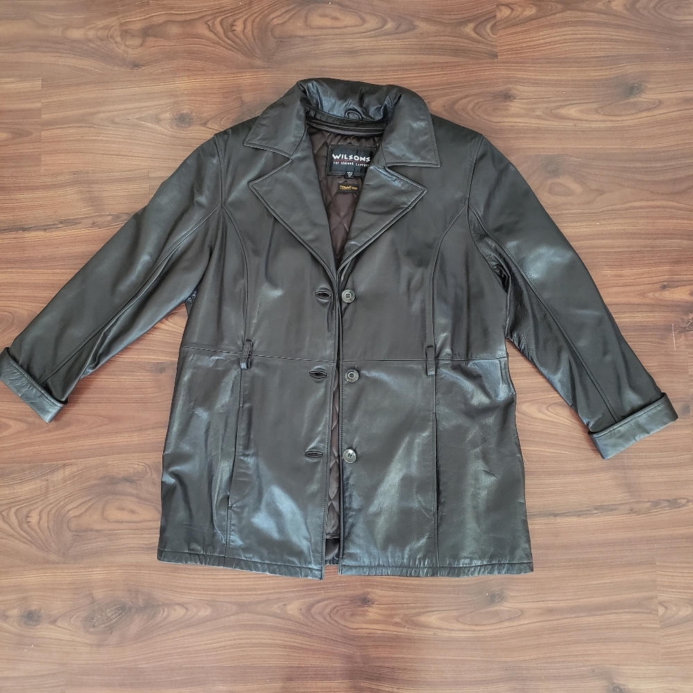 Size 1X Dark Brown Wilson's Leather Genuine Leather Jacket Thinsulate No Belt